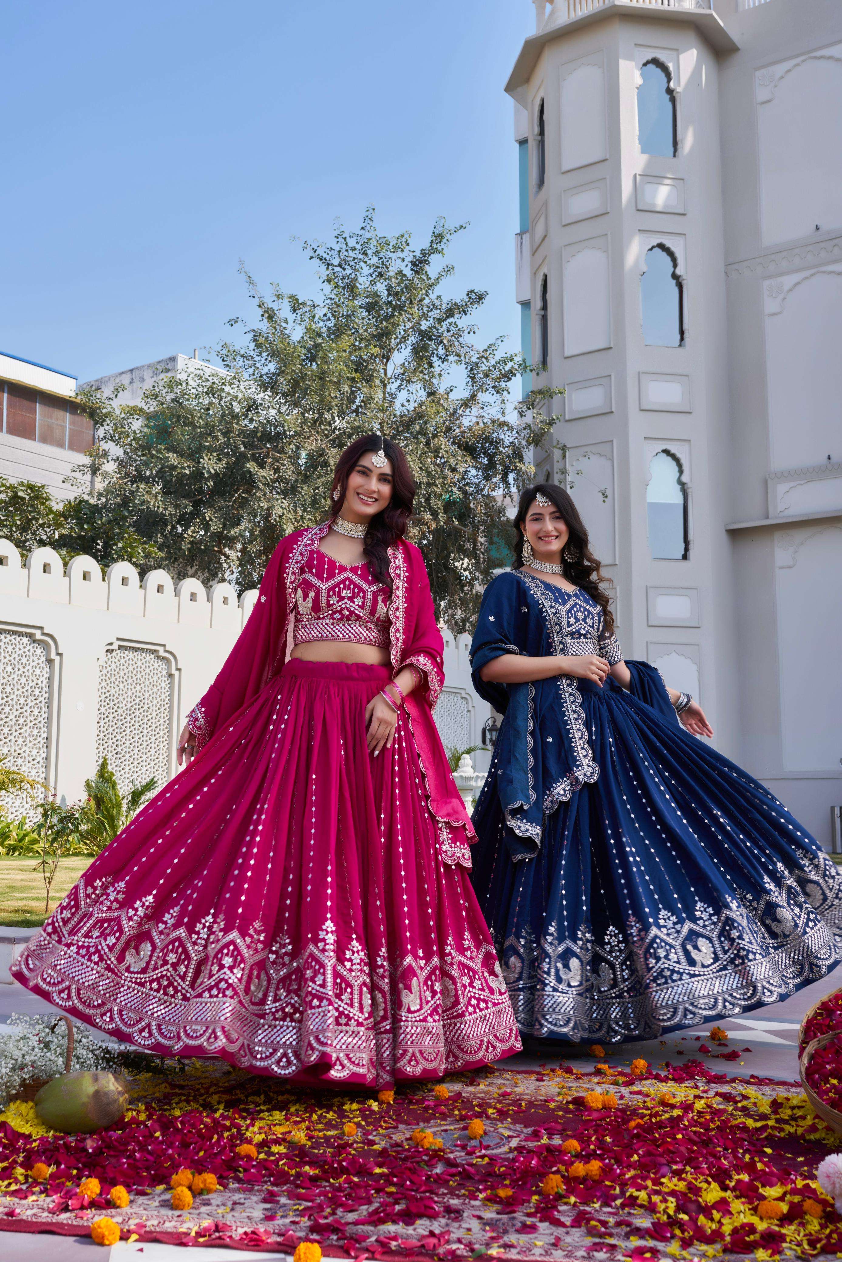 New Launching Festival wear made of pure Vichitra fabric Lehenga Choli Wholesale in surat 151 New Launching Festival wear made of pure Vichitra fabric Lehenga Choli Wholesale in surat 151